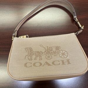 Coach Tan Leather Shoulder Bag with Silver Hardware